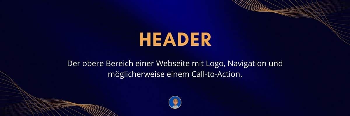 Header Der obere Bereich einer Webseite mit Logo, Navigation und möglicherweise einem Call-to-Action